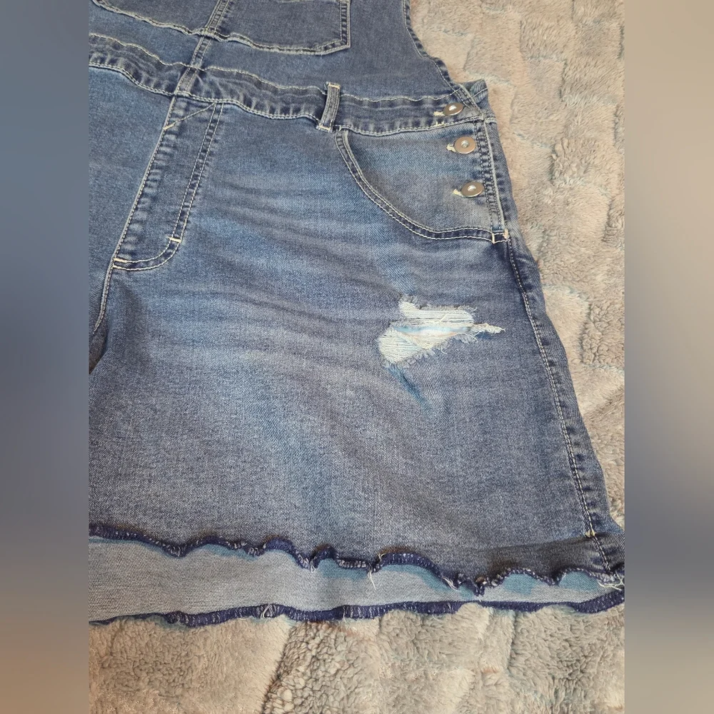 No Boundaries Shortalls Overalls Womens Juniors XXL (19) Distressed - Picture 7 of 14